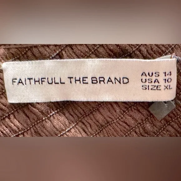 Faithful The Brand NWT SZ 10Elegant Brown One-ShoulderMidi Dress